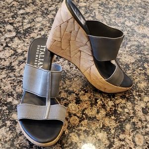 Italian Shoemakers Gray Wedge Cork Sandals 7